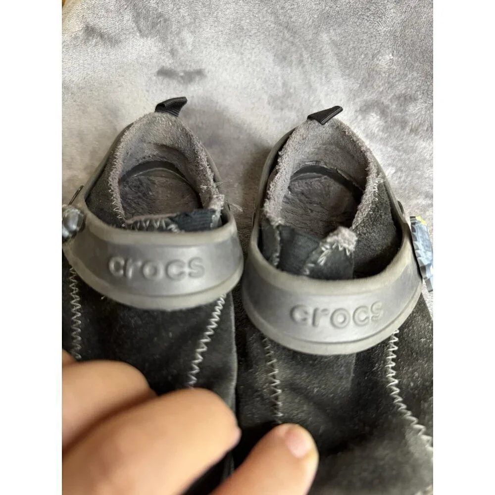 CROCS Dawson Black Suede Faux Fur Kids Unisex Shoes Child Sz C12/13 2 Pairs